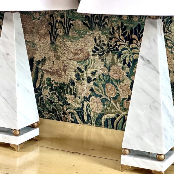Pair of Obelisk marble lamps