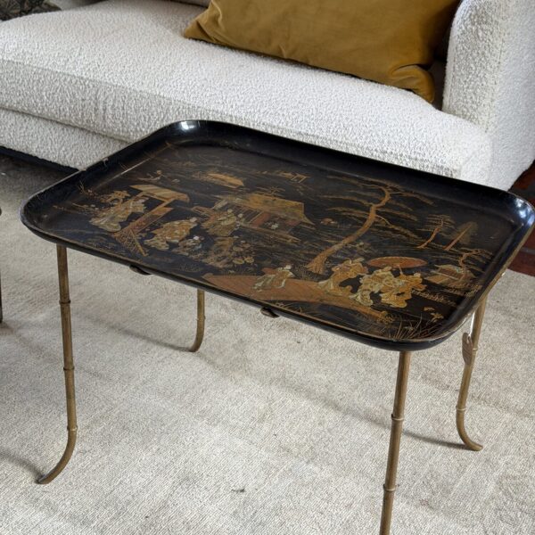 Chinoiserie tray on metal stand