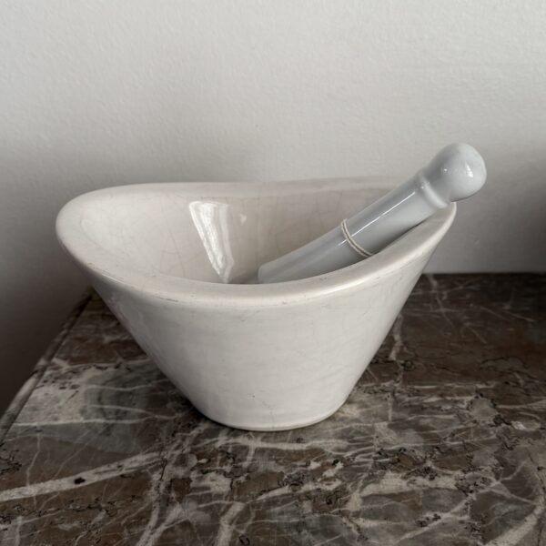 White  porcelain pestle and mortar